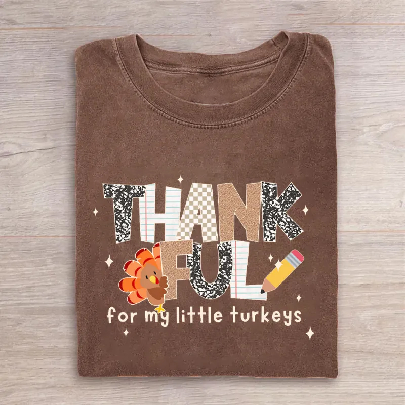Thankful Fall Turkey Teacher T-Shirt