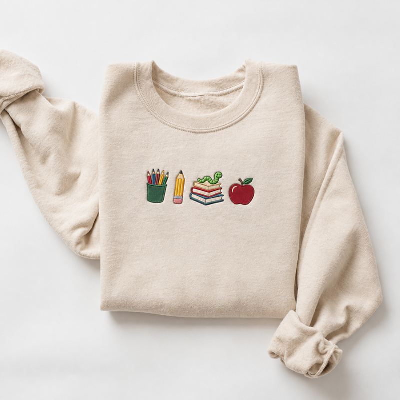 Embroidered Teacher Classroom Icons Sweatshirt