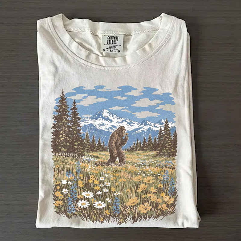 Vintage Sasquatch Flower Nature Lover T-Shirt
