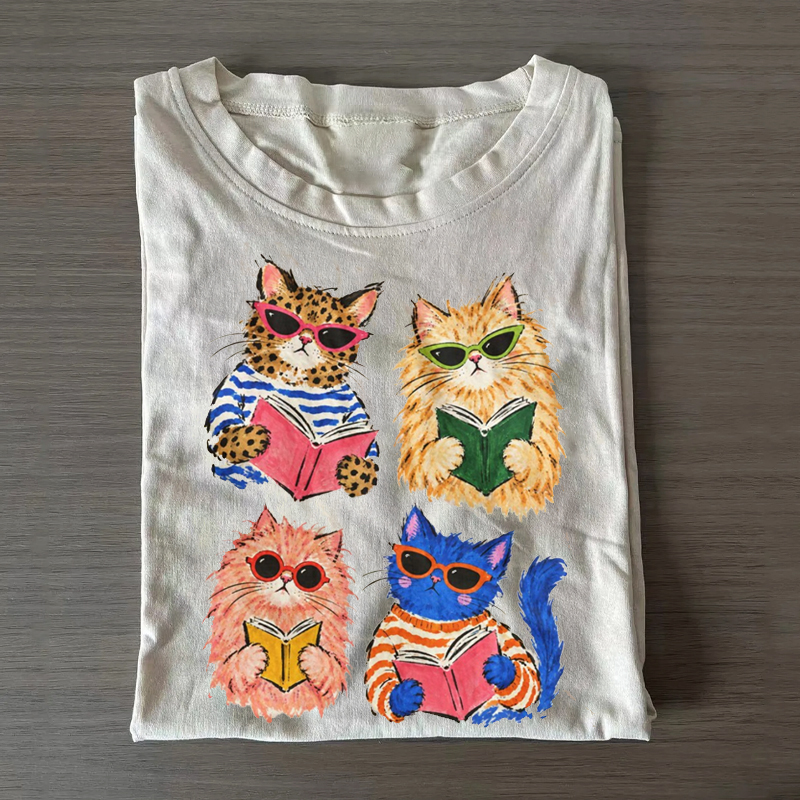 Reading Cats Book Lover T-shirt