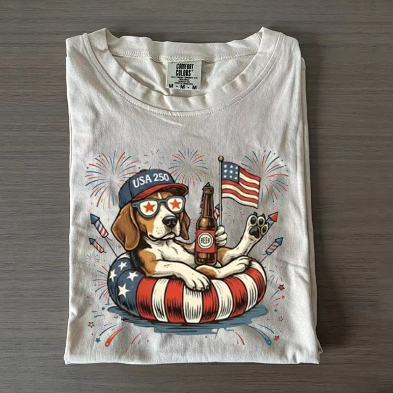 Custom Patriotic Dogs 4th of July America 250 T-Shirt