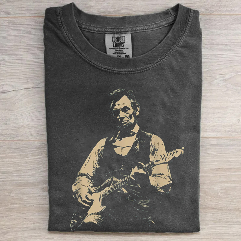Lincoln Playing Guitar Vintage Humor T-Shirt