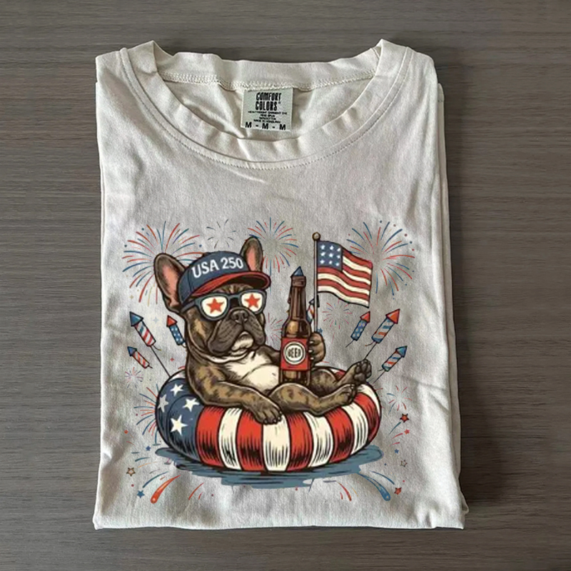 Custom Patriotic Dogs 4th of July America 250 T-Shirt