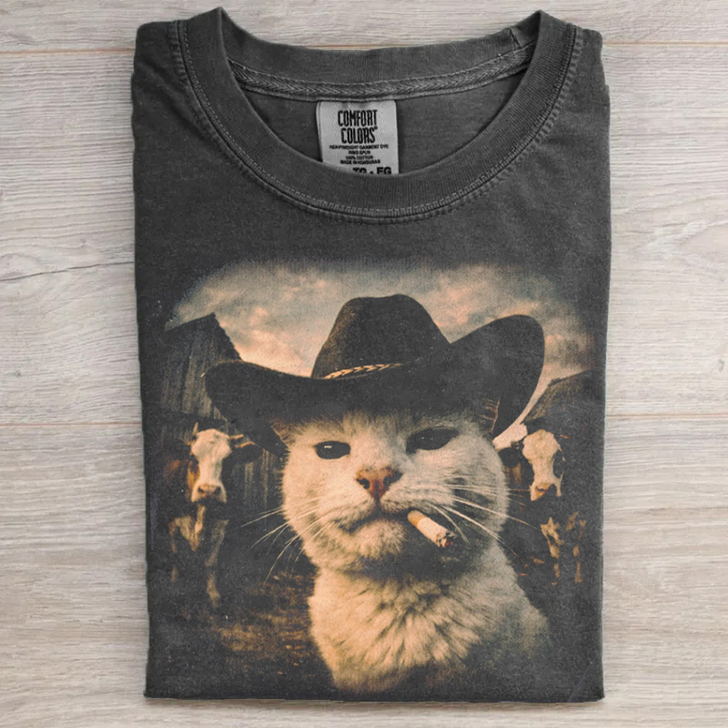 Funny Cowboy Cat Meme T-Shirt