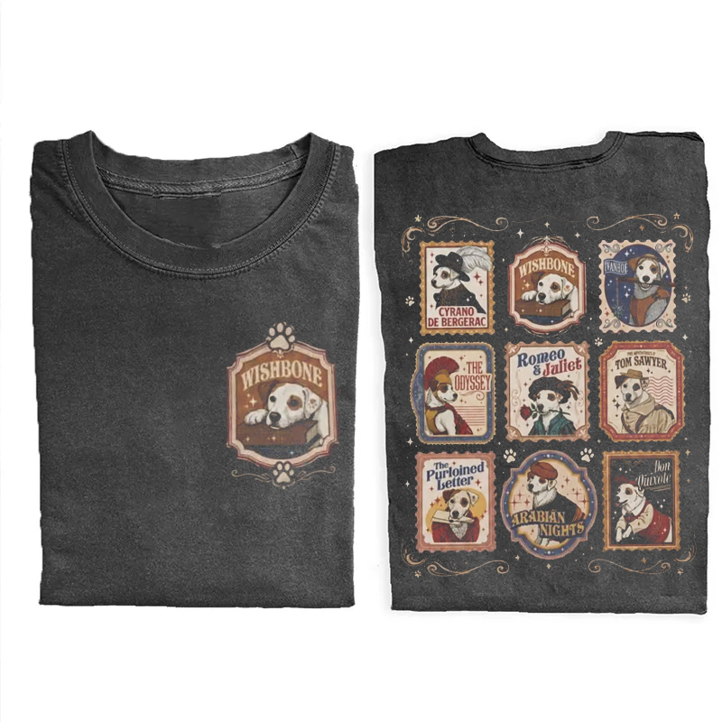 Wishbone Dog Literary Dog Vintage Literary Society T-Shirt