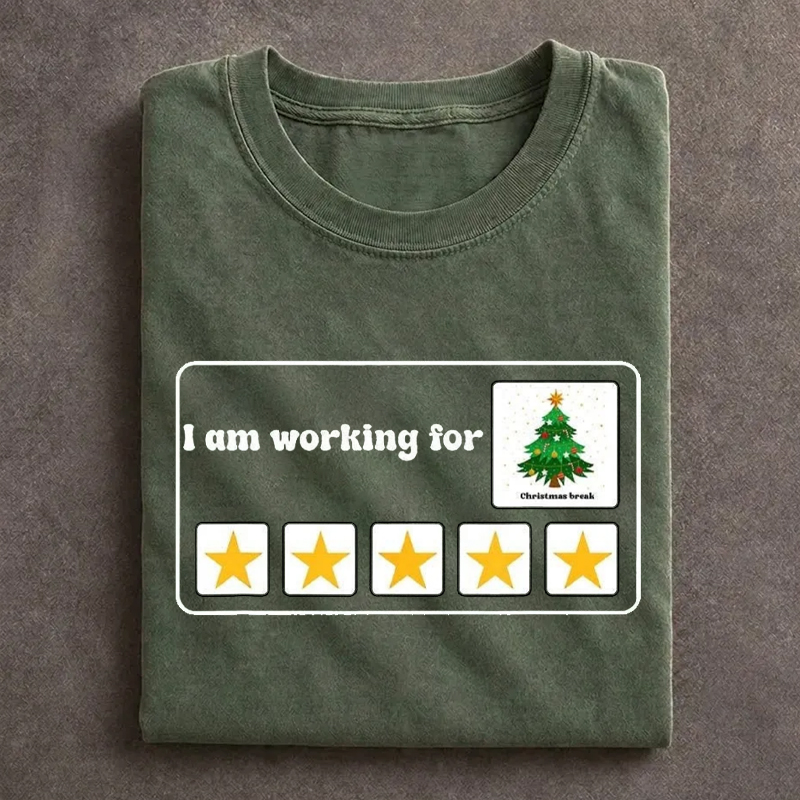 I Am Working For Christmas Break 5 Stars Xmas Tree T-shirt