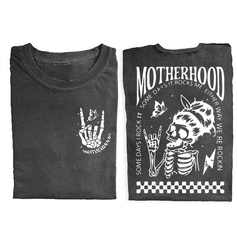 Motherhood Sometimes I Rock It Sometimes It Rocks Me Rocker Mom Mothers Day T-Shirt