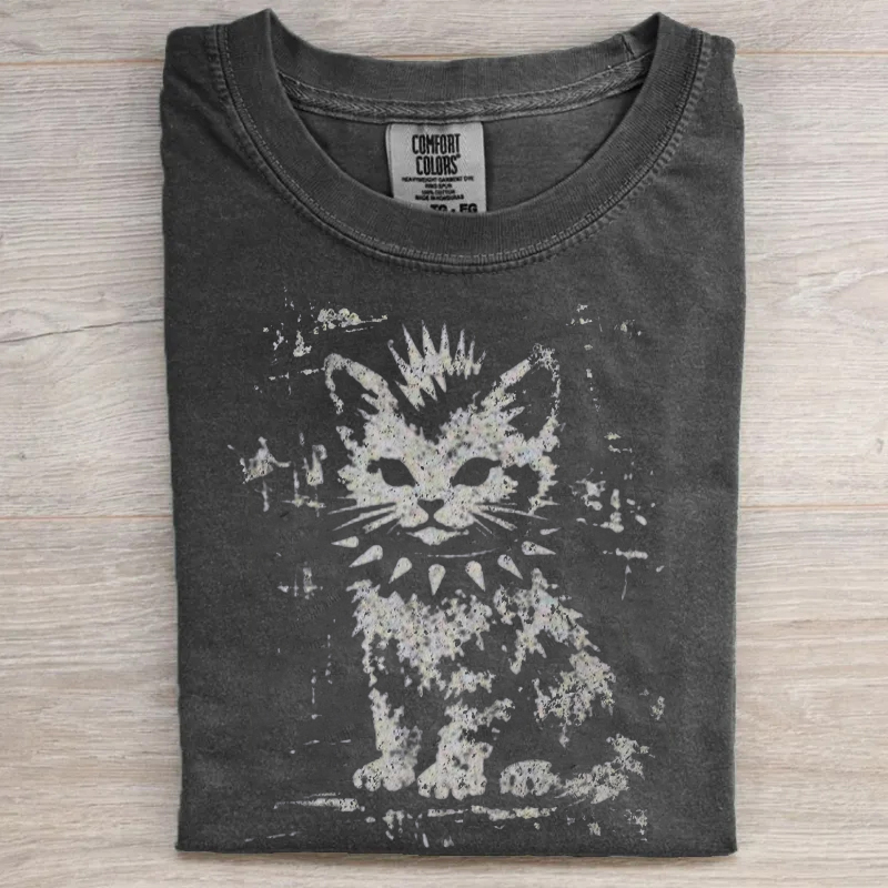 Vintage Funny Punk Cat T-Shirt
