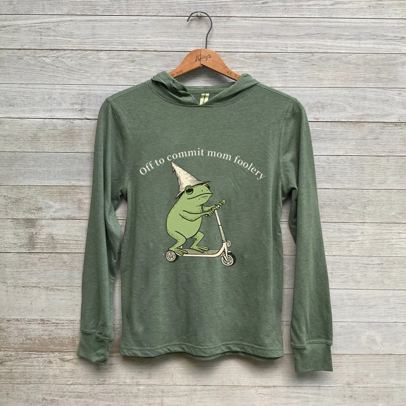 Mama Frog Off to Commit Mom Foolery Funny Frog Scooter Hoodie