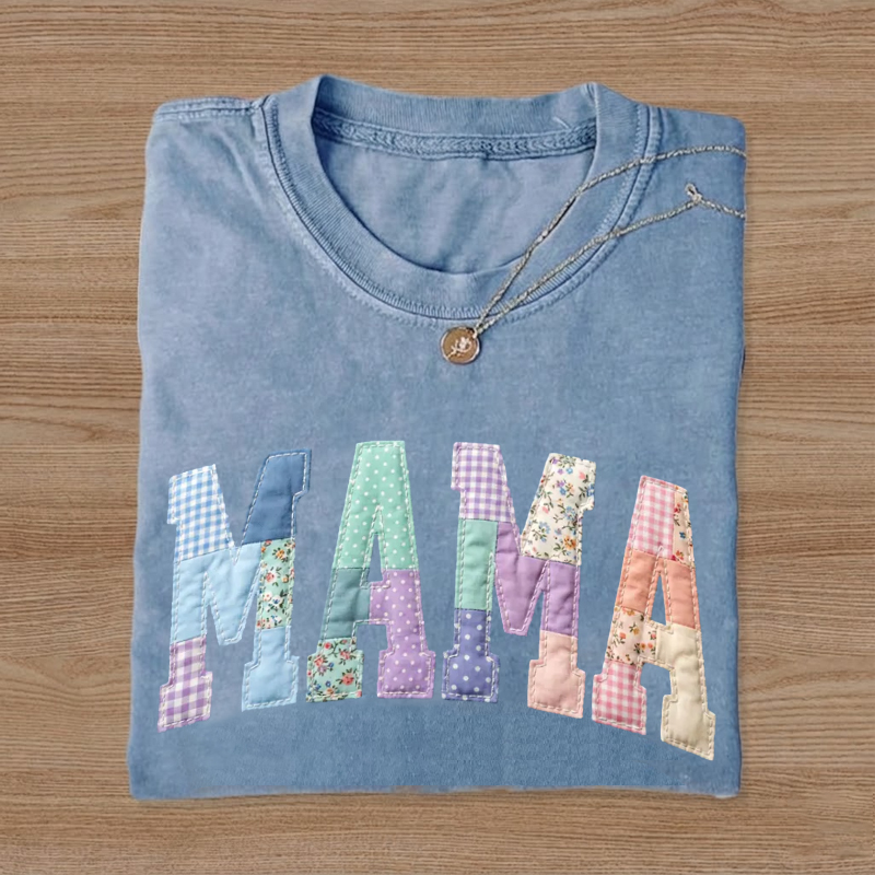  Faux Patchwork Floral Mama Cottagecore Floral Mom Graohic T-Shirt