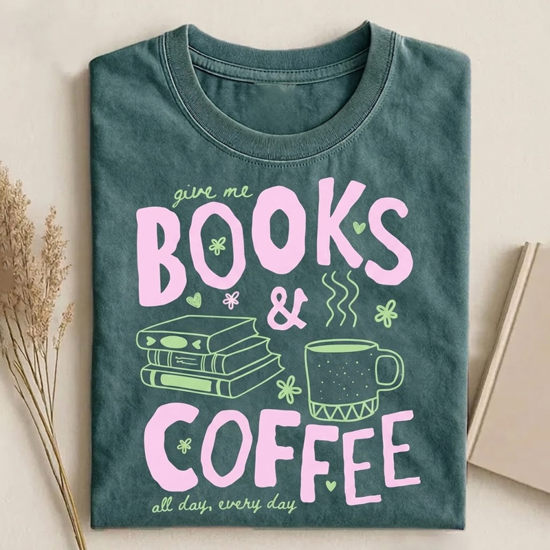 Books and Coffee Reader T-Shirt