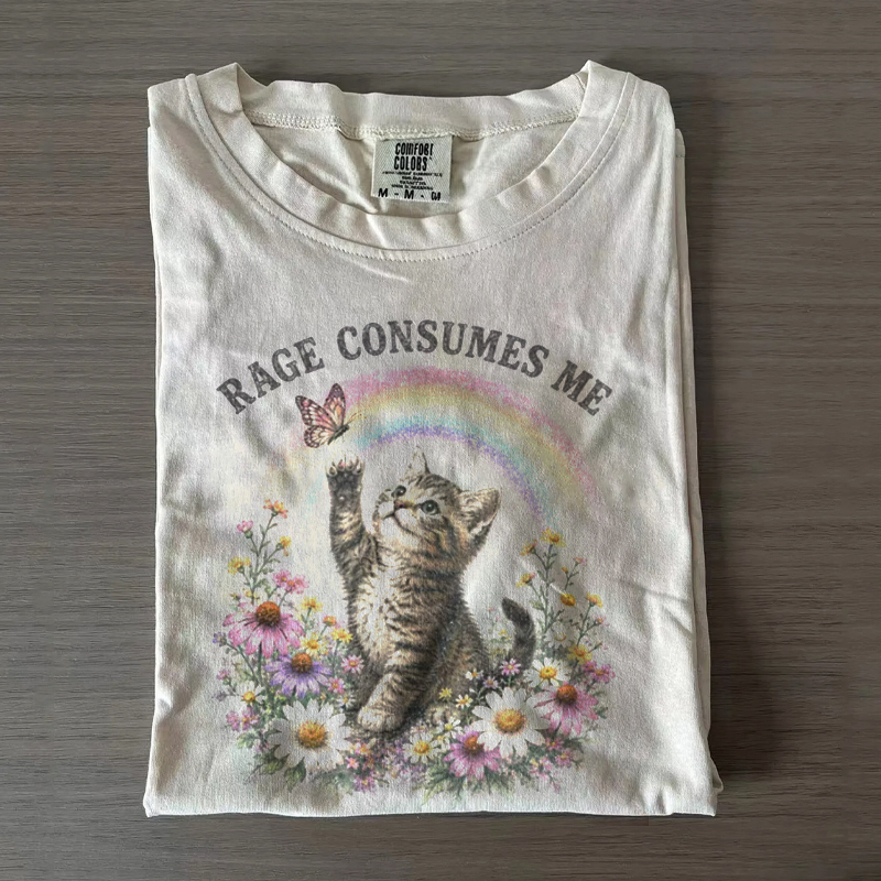 Vintage Rage Consumes Me Funny Cat T-Shirt
