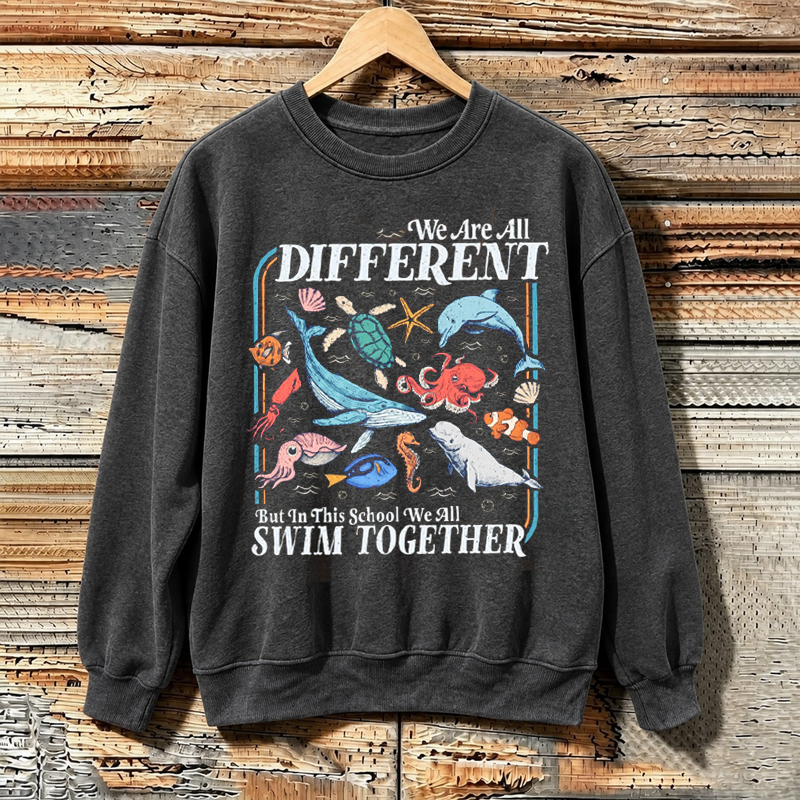 We All Swim Together Teacher School Sweatshirt