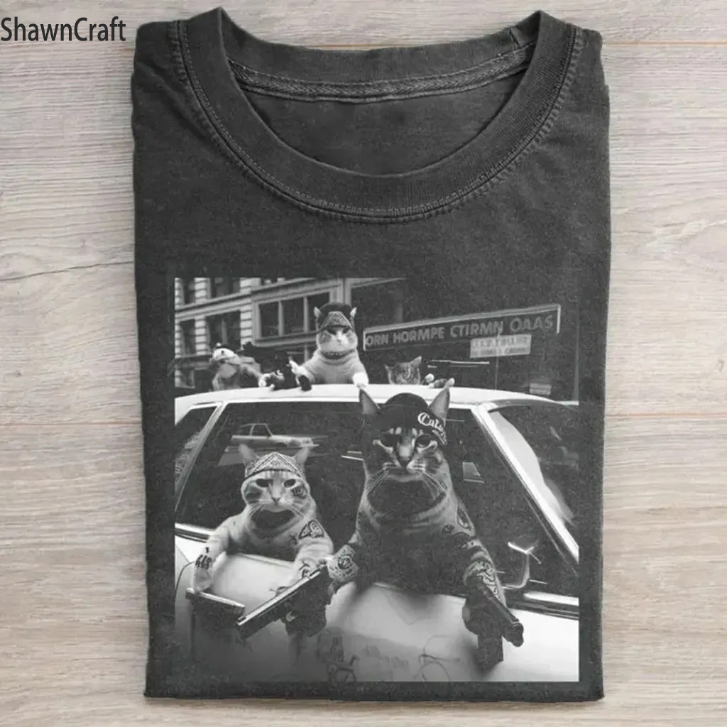 ShawnCraft Cat Gang Vintage T-shirt