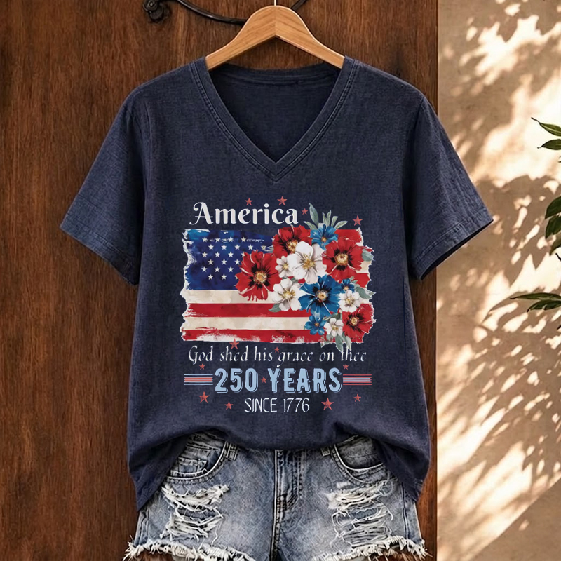 USA 250th Anniversary V-neck T-Shirt