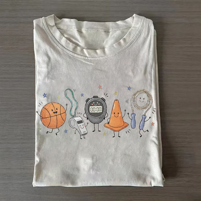 PE Teacher Doodle Character T-Shirt