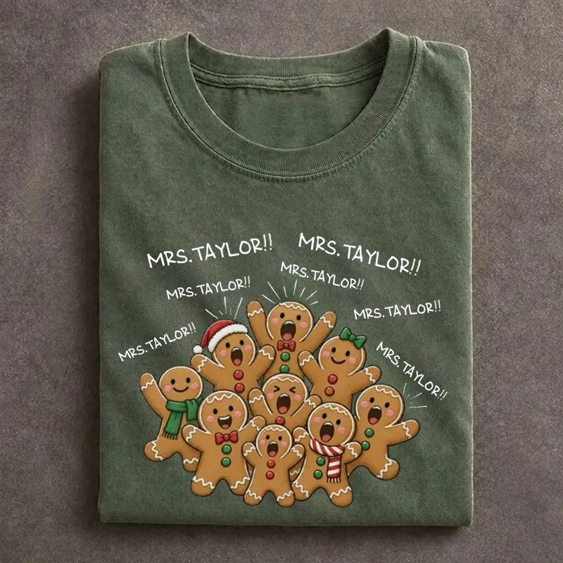 Personalized Gingerbread Christmas Teacher T-shirt