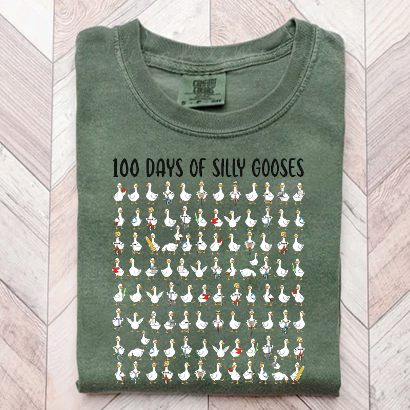 100 Days of School Goose Teacher T-Shirt