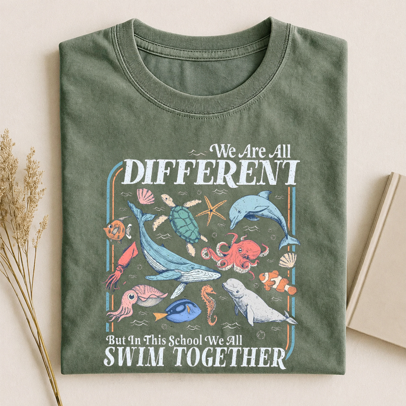 We All Swim Together Teacher School T-Shirt