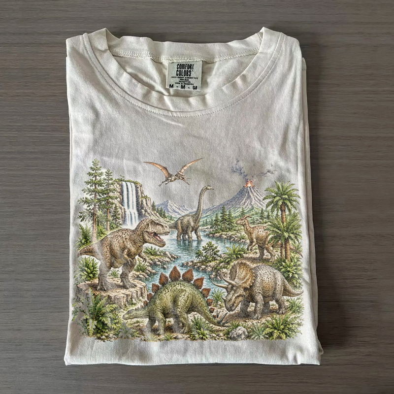 Vintage Dinosaur Landscape Graphic T-Shirt