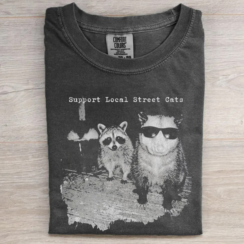 Support Local Street Cats Funny Raccoon Skunk Possum T-Shirt