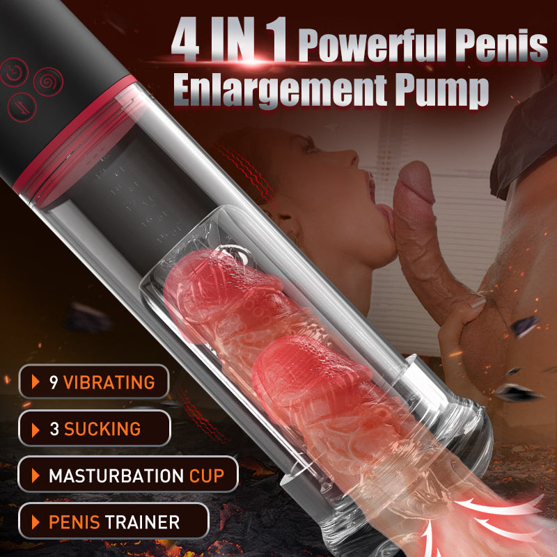 S HANDE 9 Vibrating 9 Sucking Transparent Penis Enlargement Pump