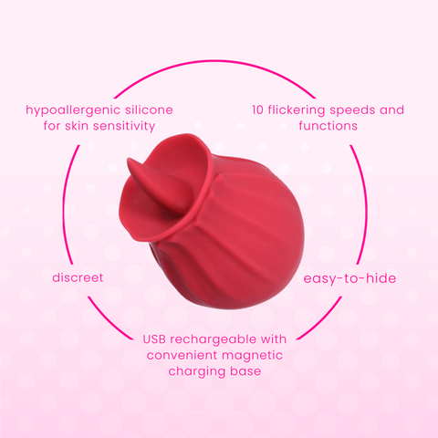 Hypoallergenic silicone, discreet, USB rechargeable, 10 flickering speeds, easy-to-hide