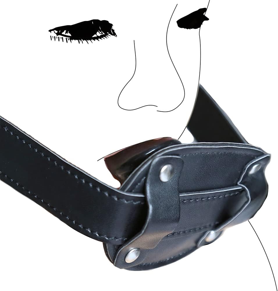 Lockable Dildo Mouth Gag SM Fantasy Sex Toy - Adjustable Leather Strap