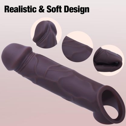 Black Vibrating Penis Sleeve - Realistic Enlargement