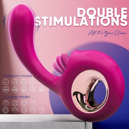 9 Modes Rose Tongue & Dildo Vibrator - Rechargeable, Waterproof Adult Sex Toy for Women and Couples