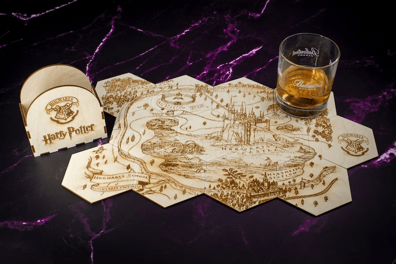 Trend Setters Harry Potter Hogwarts The Marauder's Map 4 Piece Coaster Set