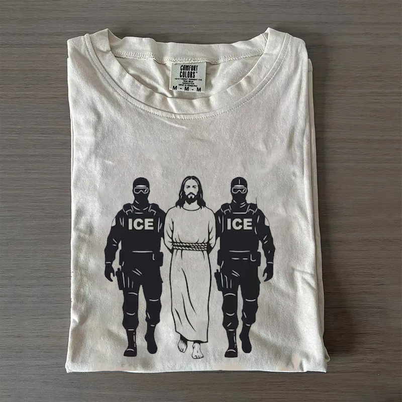 Anti ICE Jesus Arrested Parody T-Shirt