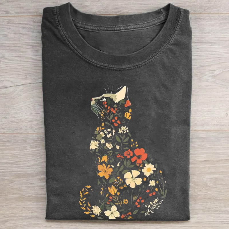 Floral Cat T-shirt