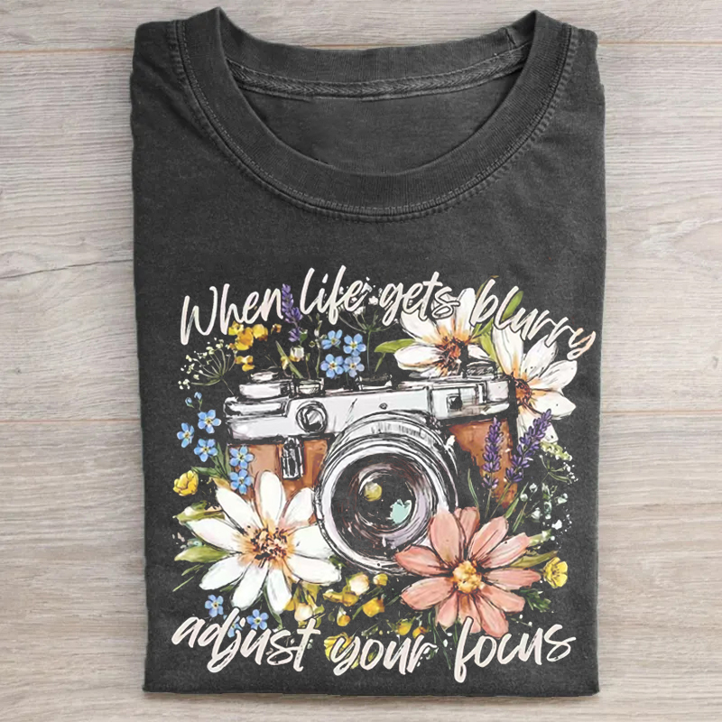 Retro Camera & Wildflowers T-shirt