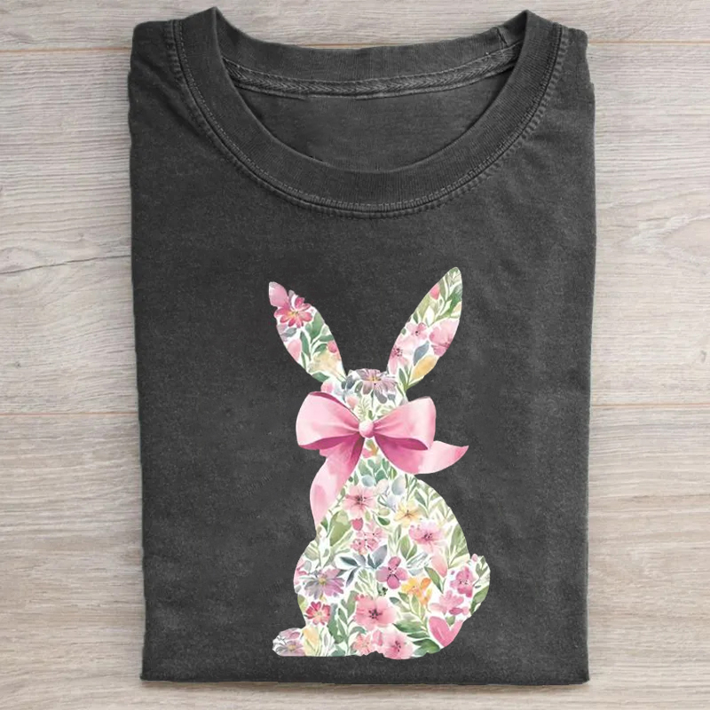 Floral Rabbit Easter T-shirt