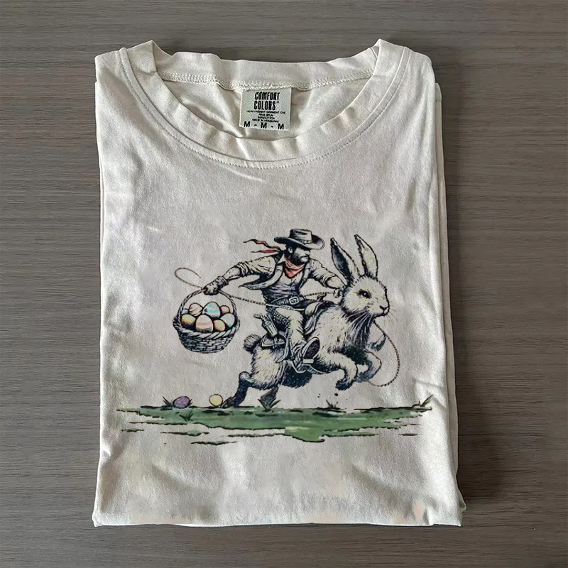 Cowboy Riding Easter Bunny T-shirt