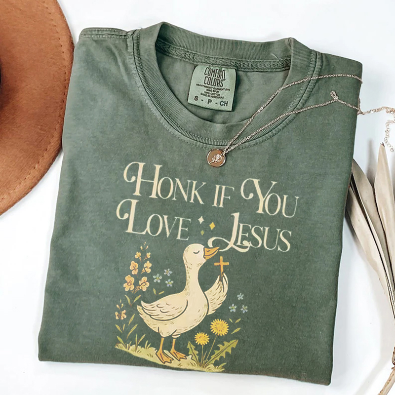 Honk if You Love Jesus, Boho Faith T-shirt