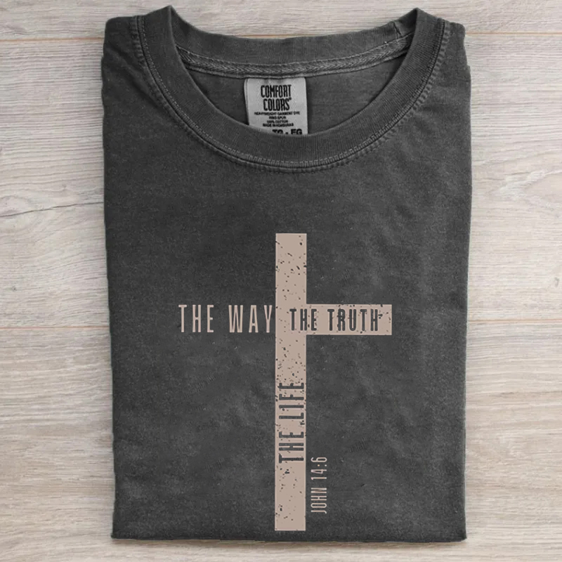 Mens Jesus is King Merch, The Way the Truth the Life, John 14:6 Bible Verse Jesus T-shirt