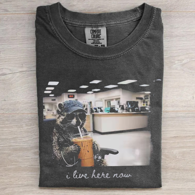 Raccoon I live here Now Nurse T-shirt