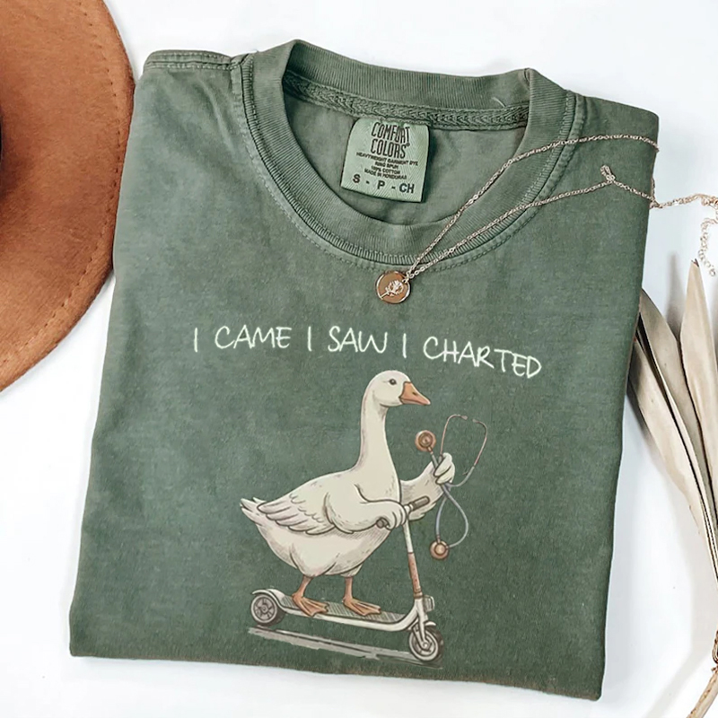 I Came I Saw I Charted Nurse Goose T-shirt