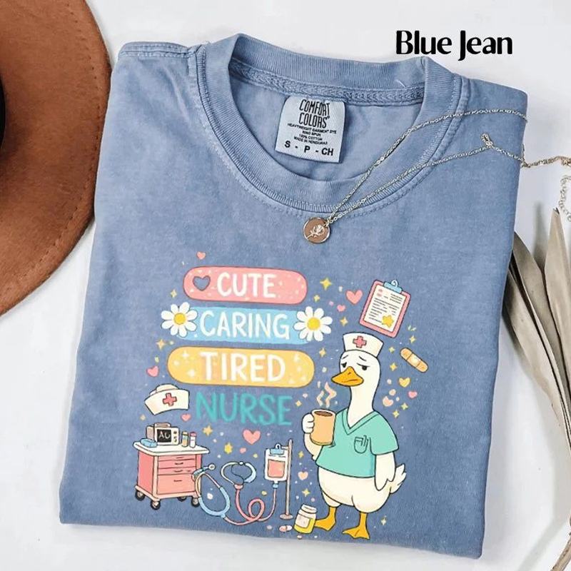 Cute Caring Tired Nurse T-shirt