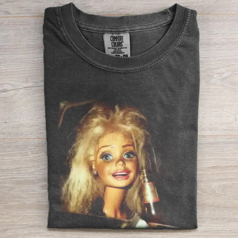 Funny Doll Face Drinking T-shirt