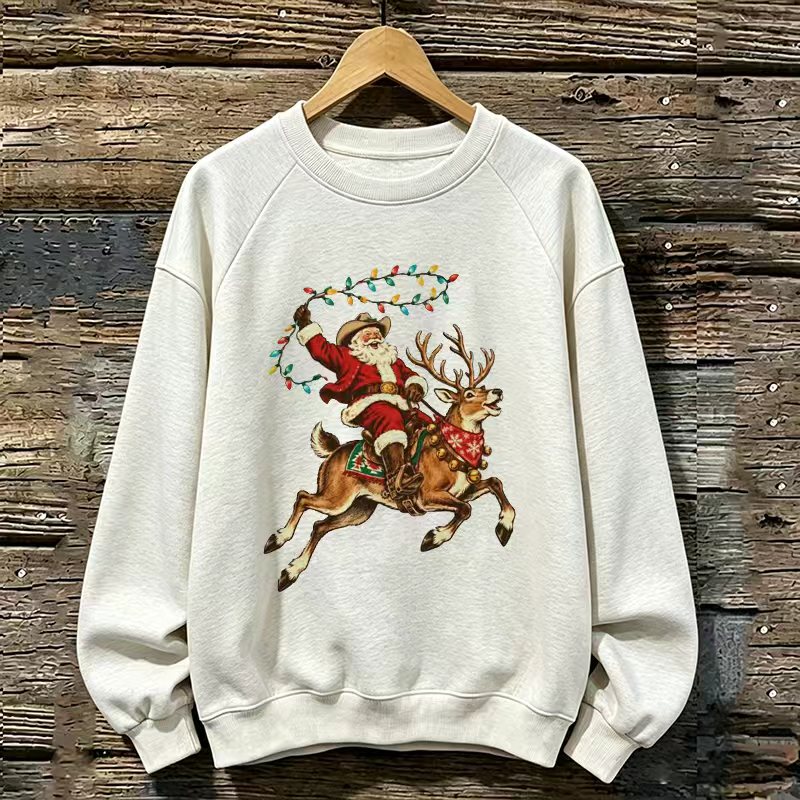 Vintage Western Santa Retro Cowboy Christmas Sweatshirt