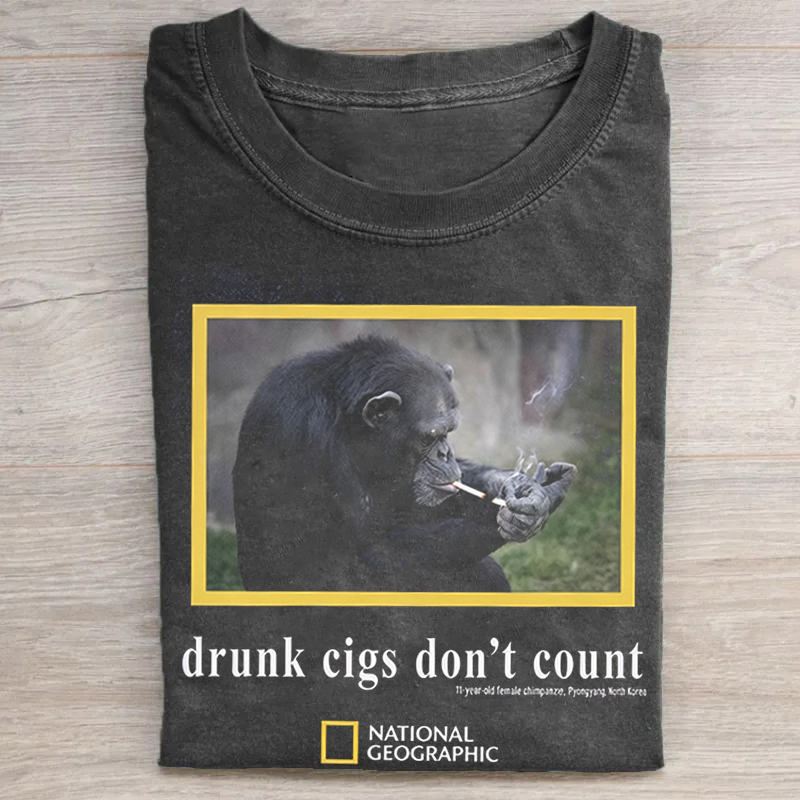 Drunk Cigs Don't Count Monkey T-shirt