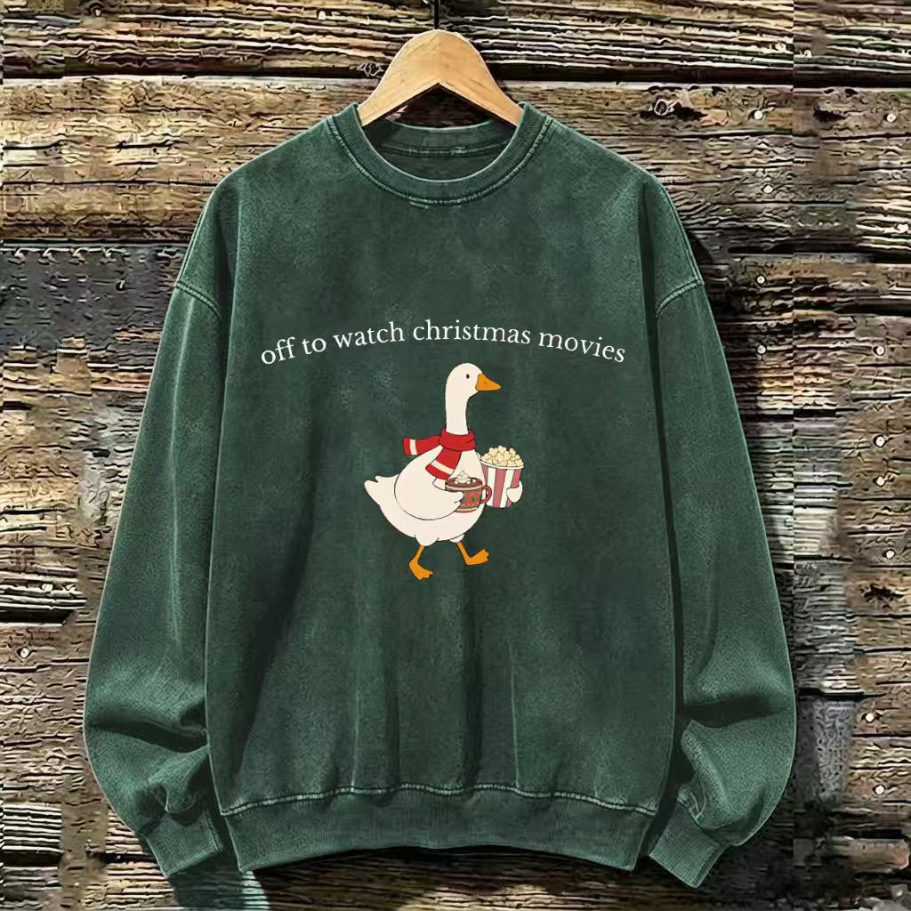 Off to Watch Christmas Movies Goose Sweatshirt