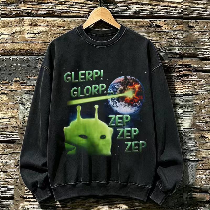Glerp Glorp Funny Alien Cat Meme Sweatshirt