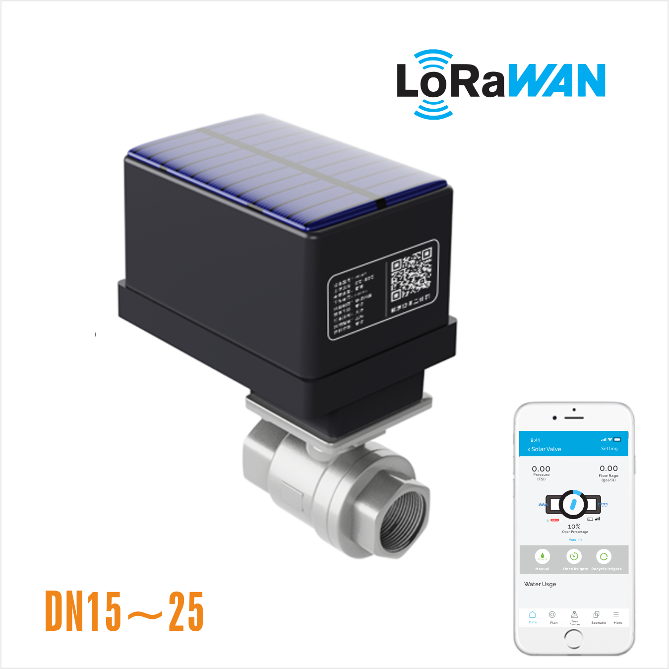 DN15/20/25 LORA Wireless Irrigation Valve Actuator with Solar battery