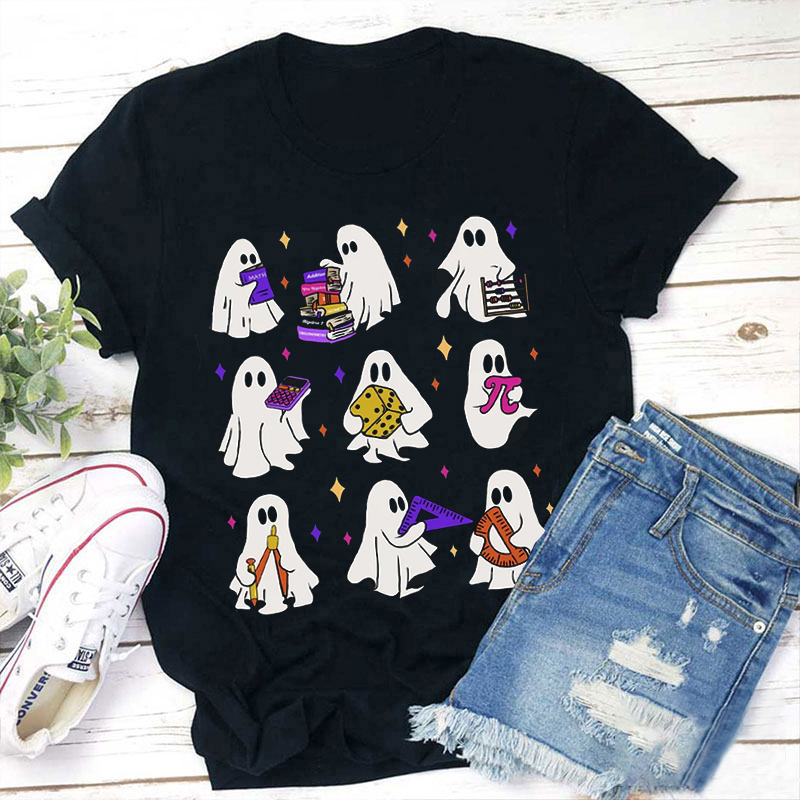 Ghost Halloween Math Teacher T-Shirt