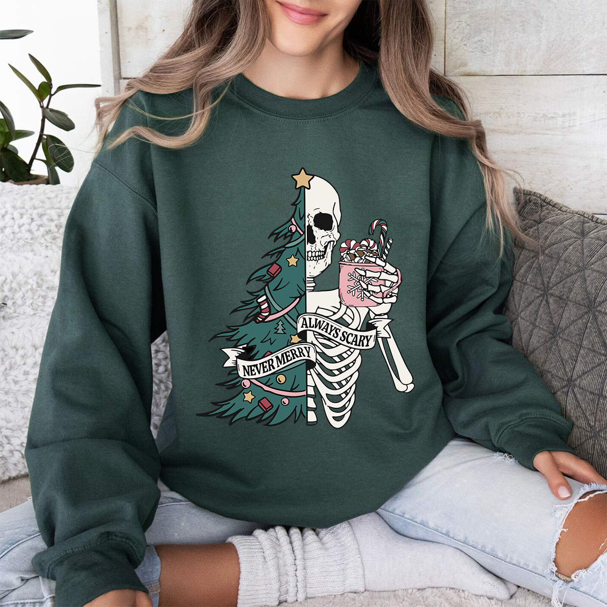 Never Merry Always Scary Christmas Sweatshirt
