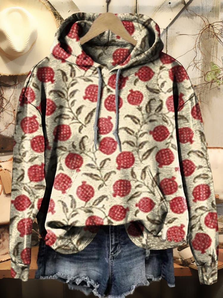 Berry Art Print Casual Hoodie